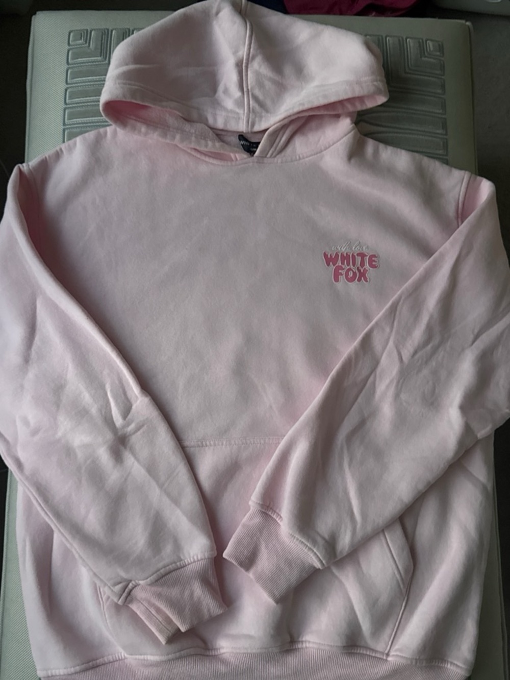 White Fox trendy Pink Logo Hoodie - Women's Pink Pullover Sweater